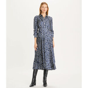 Tory Burch checked pleated silk-twill midi dress Size 12